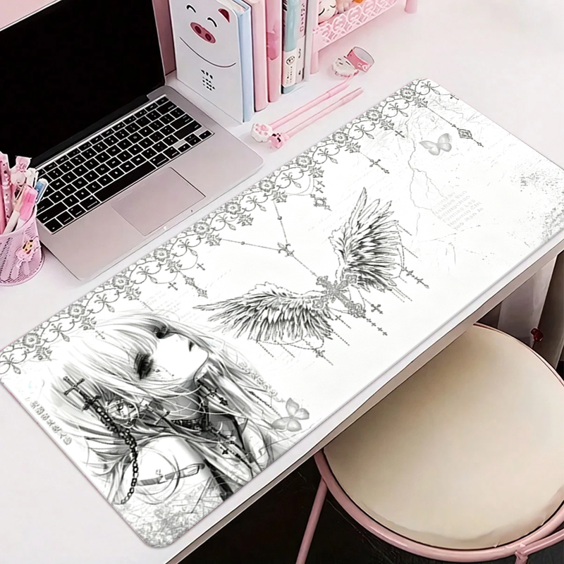 Gaming Accessories Aesthetic - Deri Mousepad Siyah Beyaz Anime Estetik
